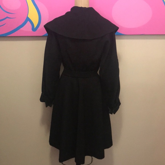 Vintage Black Wool Coat 1950s Princess Style - Picture 8 of 16